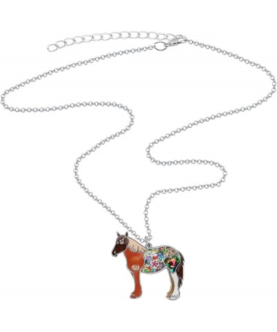 Enamel Running Horse Necklace Pendant Chain Zinc Alloy Animals Lovers Gifts for Girls Coffee $9.59 Pendants