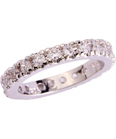 925 Sterling Silver Created Amethyst Filled Eternity Stacking Ring Band White $4.55 Rings