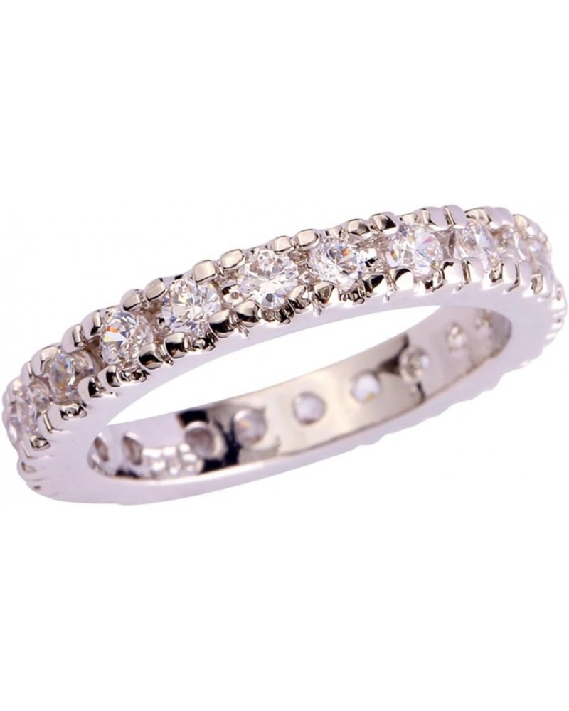 925 Sterling Silver Created Amethyst Filled Eternity Stacking Ring Band White $4.55 Rings