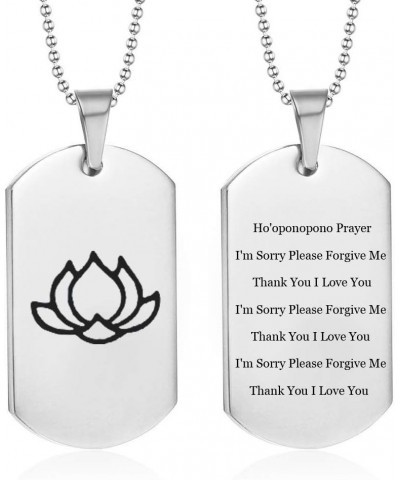 Ho'oponopono Prayer Necklace for Men Women,Stainless Steel Lotus Flower Dog Tag Praying Pendant Spiritual Yoga OM Jewelry Gif...