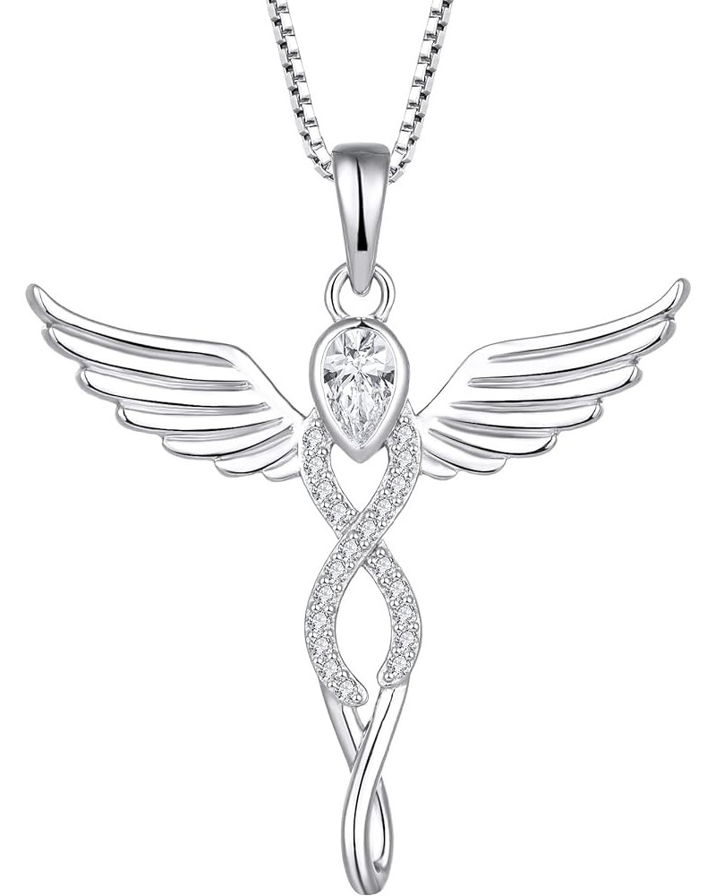 925 Sterling Silver Angel Necklace for Women, Goddess Pendant/Guardian Angel Pendant Infinity Angel $27.00 Necklaces