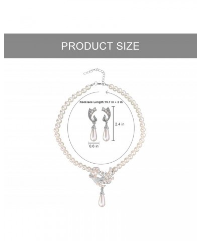 Glass Pearl Necklace and Earring Set,Collar De Perlas para Mujer,Faux Pearl Jewelry Set for Women Gifts $7.79 Jewelry Sets