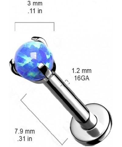 16GA G23 Implant Grade Titanium Synthetic Opal Internally Threaded Flat Back Stud Blue $9.81 Body Jewelry