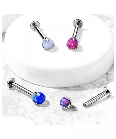 16GA G23 Implant Grade Titanium Synthetic Opal Internally Threaded Flat Back Stud Blue $9.81 Body Jewelry