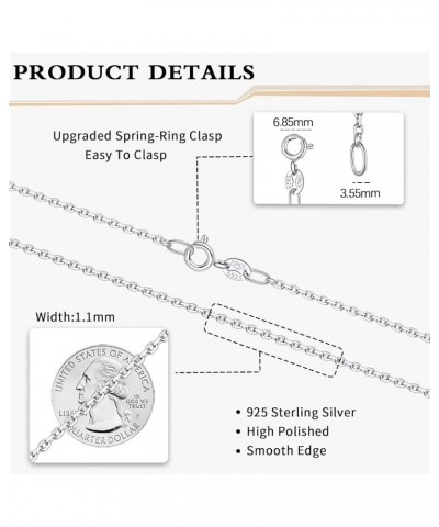 Solid 18k Gold Over 925 Sterling Silver Chain Necklace for Women Girls, 1.1mm Cable Chain Hypoallergenic Replacement Necklace...