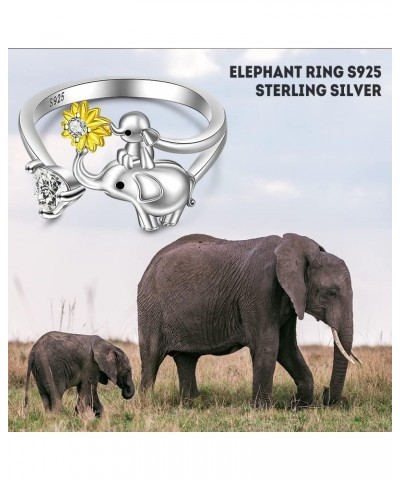 Elephant Ring Mama and Baby Elephant Sterling Silver Gold Plated Daisy Rings Family 2 Elephants Gift $12.32 Rings