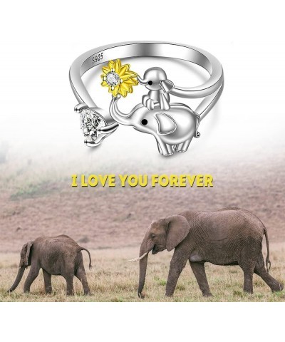 Elephant Ring Mama and Baby Elephant Sterling Silver Gold Plated Daisy Rings Family 2 Elephants Gift $12.32 Rings