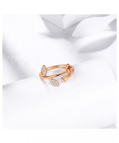 Rose Flower S925 Silver Ring,Sterling Silver Adjustable Wrap Open Ring Delicate Everyday Ring for Women Wedding Jewelry Gift ...