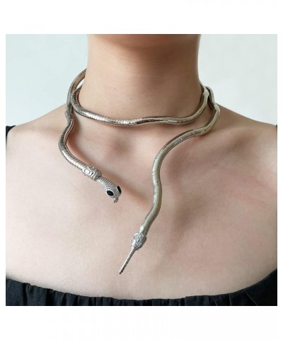 Bendable Snake Necklace for Women Flexible Adjustable Snake Bracelet Snake Choker Halloween Gifts Gold $8.11 Necklaces