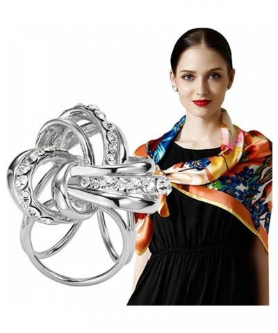 Elegant Modern Simple Design Women's Triple-ring Diamante Metallic Silk Scarves Clip Scarf Ring Chiffon Buckle (silver) $7.53...