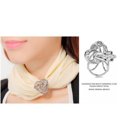 Elegant Modern Simple Design Women's Triple-ring Diamante Metallic Silk Scarves Clip Scarf Ring Chiffon Buckle (silver) $7.53...