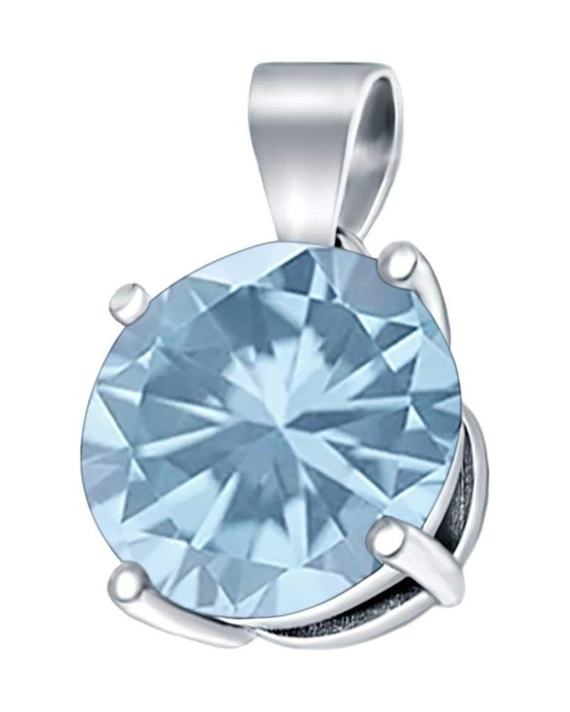 Round Simulated Cubic Zirconia Charm Pendant 925 Sterling Silver (8mm) Simulated Aquamarine Cubic Zirconia $9.68 Pendants