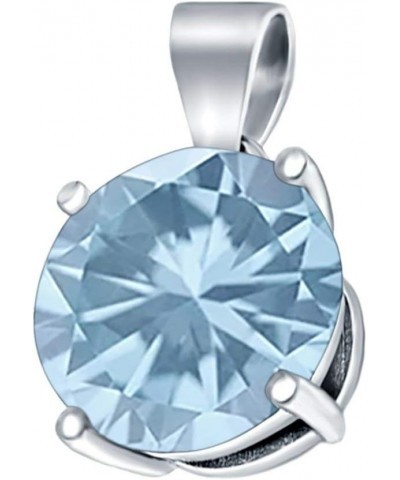 Round Simulated Cubic Zirconia Charm Pendant 925 Sterling Silver (8mm) Simulated Aquamarine Cubic Zirconia $9.68 Pendants