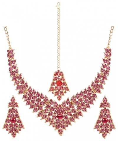 Bollywood Glamour Wedding Evening Wear Jewelry Necklace for Women D622 Pink - 2 $11.00 Necklaces