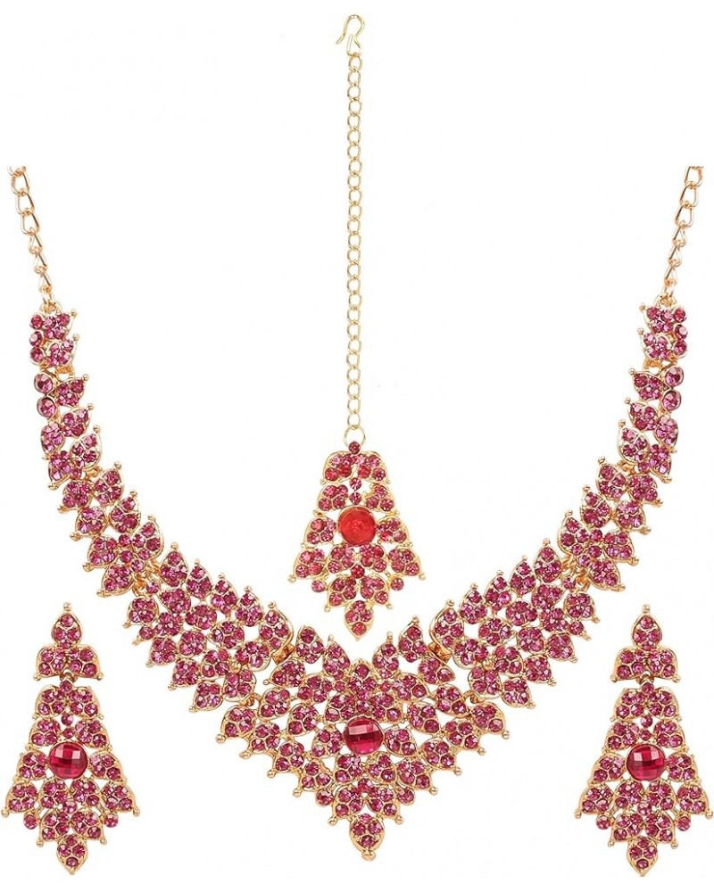 Bollywood Glamour Wedding Evening Wear Jewelry Necklace for Women D622 Pink - 2 $11.00 Necklaces