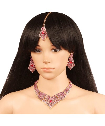 Bollywood Glamour Wedding Evening Wear Jewelry Necklace for Women D622 Pink - 2 $11.00 Necklaces