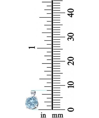 Round Simulated Cubic Zirconia Charm Pendant 925 Sterling Silver (8mm) Simulated Aquamarine Cubic Zirconia $9.68 Pendants