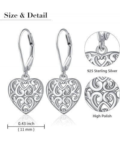 925 Sterling Silver Filigree Dangle Drop Earrings Daisy/Lotus/Rose Flower/Moonstone Leverback Teardrop Earrings for Women Inf...