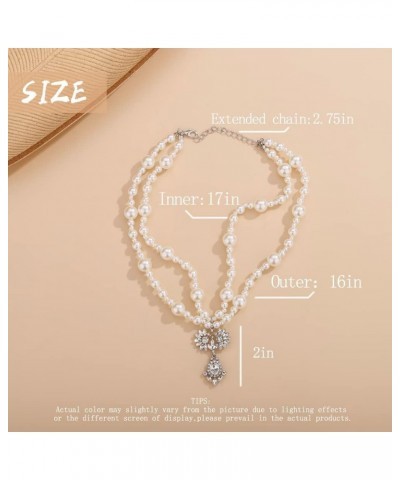 1920s Multilayer Faux Pearl Choker Necklace with Earrings Jewelry Set Style 1 $9.67 Necklaces