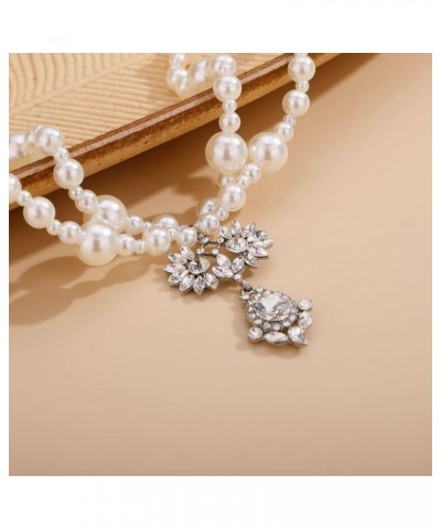 1920s Multilayer Faux Pearl Choker Necklace with Earrings Jewelry Set Style 1 $9.67 Necklaces