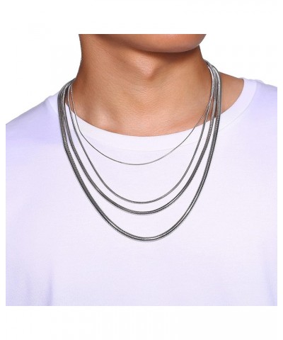 Stainless Steel 1mm-4mm Round Snake Chain Necklace for Women Girl Silver-4mm-22 Inches-1pack $7.83 Necklaces