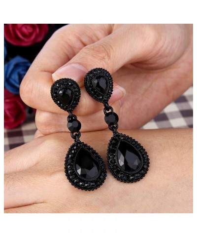 Women's Wedding Bridal Crystal Teardrop Infinity Figure 8 Dangle Earrings Black Black-Tone $12.75 Earrings