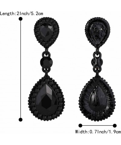 Women's Wedding Bridal Crystal Teardrop Infinity Figure 8 Dangle Earrings Black Black-Tone $12.75 Earrings