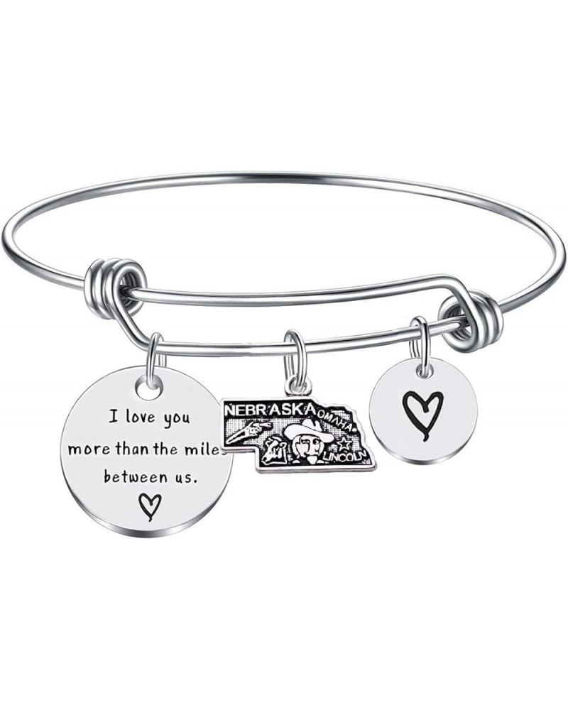 I Love You More Than The Miles Between Us Long Distance Relationship State Map Bracelet Going Away Gift Travel Gift Nebraska-...