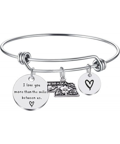 I Love You More Than The Miles Between Us Long Distance Relationship State Map Bracelet Going Away Gift Travel Gift Nebraska-...