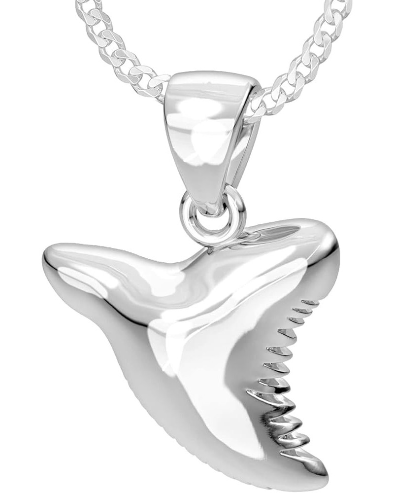 And Gems Ladies 925 Sterling Silver Shark Tooth Aquatic Charm Pendant Necklace, 18in to 24in 24in, 2.3mm Curb Chain $26.94 Ne...