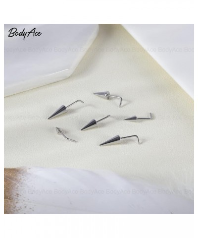 20G Spike Nose Studs Rings, Stainless Steel Spike Nostril Ring Stud, Black Rook Corkscrew Ring L-Shaped Nose Piercing Jewelry...