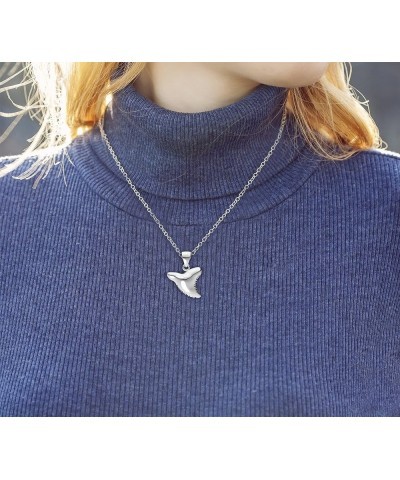 And Gems Ladies 925 Sterling Silver Shark Tooth Aquatic Charm Pendant Necklace, 18in to 24in 24in, 2.3mm Curb Chain $26.94 Ne...