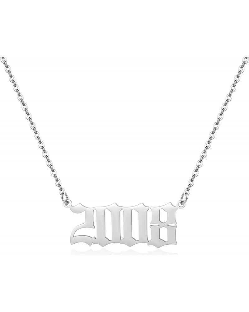 Birth Year Necklace for Women,Stainless Steel Birth Year Number Pendant Necklace Birthday Anniversary 2008 $7.13 Necklaces