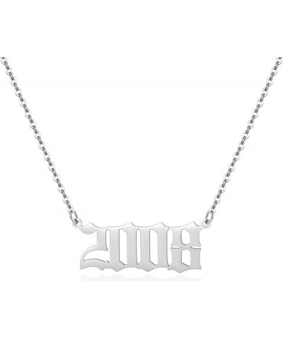 Birth Year Necklace for Women,Stainless Steel Birth Year Number Pendant Necklace Birthday Anniversary 2008 $7.13 Necklaces