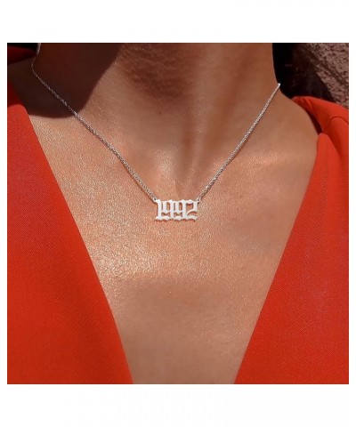 Birth Year Necklace for Women,Stainless Steel Birth Year Number Pendant Necklace Birthday Anniversary 2008 $7.13 Necklaces