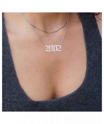 Birth Year Necklace for Women,Stainless Steel Birth Year Number Pendant Necklace Birthday Anniversary 2008 $7.13 Necklaces