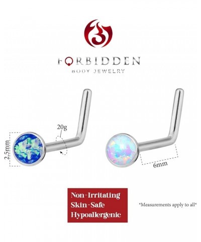 20g 6mm Surgical Steel, Gold IP Plated & Rose Gold IP Plated Synthetic Opal L-Shape Nose Stud 2-Pack: Steel White/Blue $8.24 ...