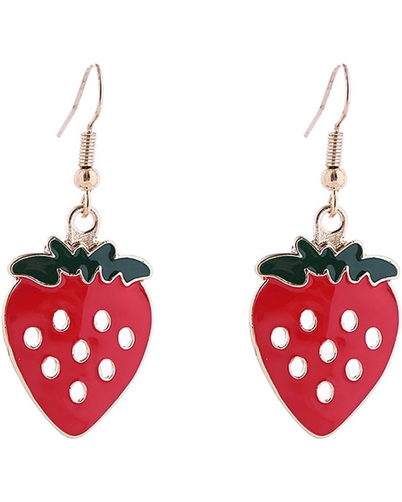 Bohemian Acrylic Strawberry Drop Dangle Earrings Cute Creative Resin Cherry Strawberry Stud Earring 3D Simulated Strawberry F...