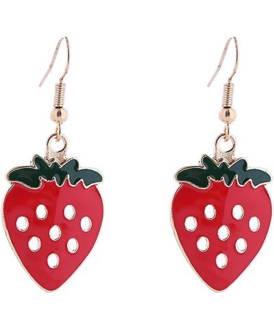 Bohemian Acrylic Strawberry Drop Dangle Earrings Cute Creative Resin Cherry Strawberry Stud Earring 3D Simulated Strawberry F...