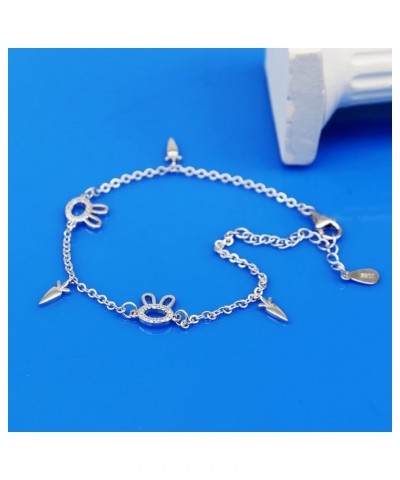 Women 925 Sterling Silver Cute Animal Rabbit Bracelet Girls Fashion Charm Bunny Radish Adjustable Bangle Cuff Fine Jewelry Gi...