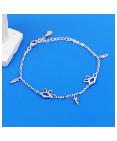 Women 925 Sterling Silver Cute Animal Rabbit Bracelet Girls Fashion Charm Bunny Radish Adjustable Bangle Cuff Fine Jewelry Gi...