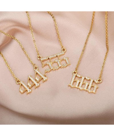 14k Gold Angel Number Necklace, Dainty Pendants Necklace for Women, 111 222 333 444 555 666 777 888 999 Personalized Number C...