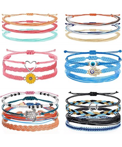 10/18PCS String Waterproof Bracelets for Women Girls Surfer Wave Boho Bracelet Adjustable Handmade Friendship Bracelets Summe...