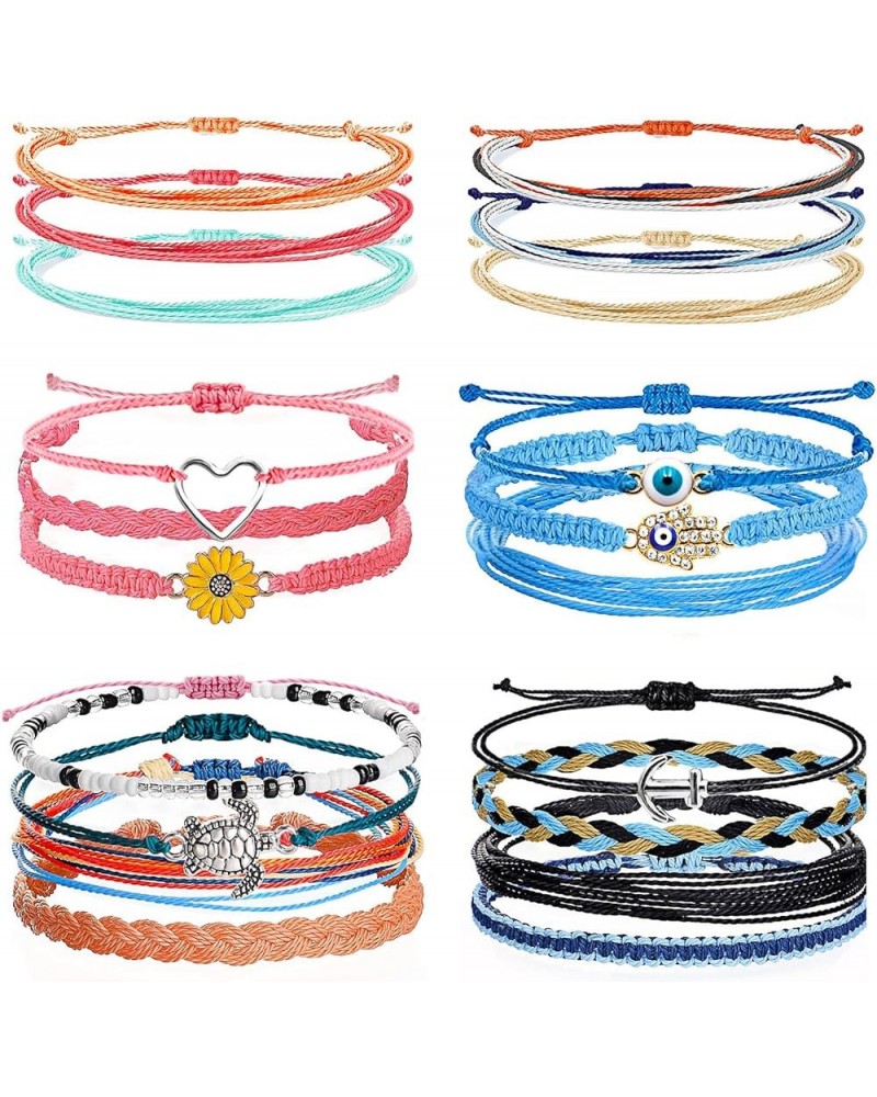 10/18PCS String Waterproof Bracelets for Women Girls Surfer Wave Boho Bracelet Adjustable Handmade Friendship Bracelets Summe...