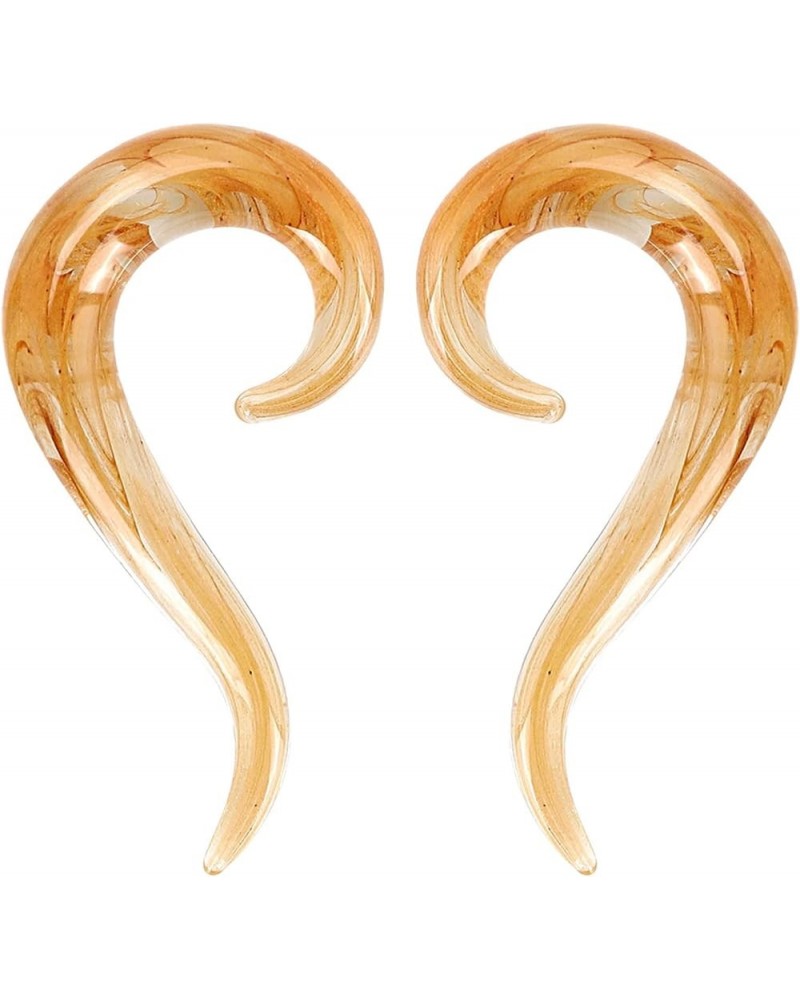 2pcs Glass Ear Tapers Plugs Handmade Hanger Ear Gauges Spiral Snail Ear Stretchers Piercing Jewelry 8g-00g B: Orange 8g(3mm) ...