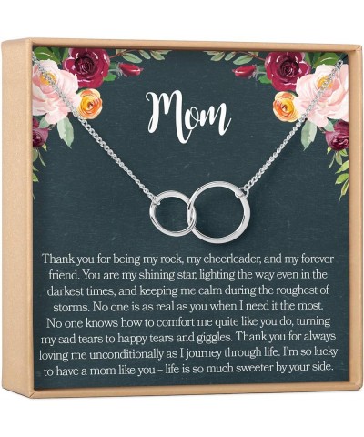 Mom Gift Necklace: Mother Daughter Jewelry, Thank You Mom, 2 Asymmetrical Circles Silver $14.70 Necklaces