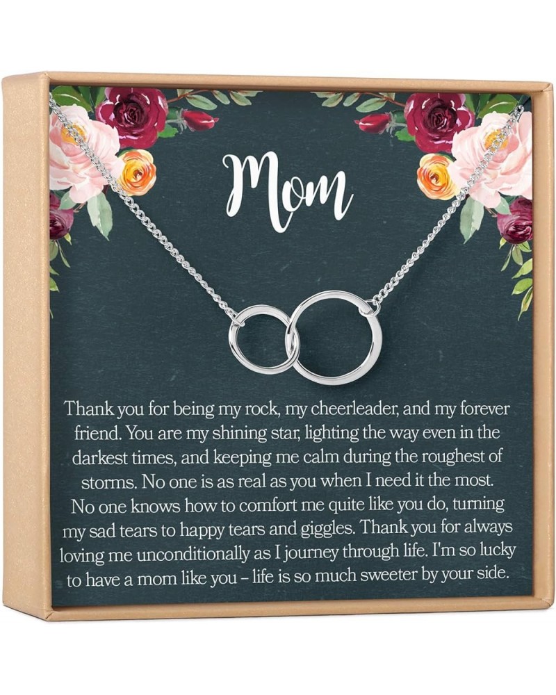 Mom Gift Necklace: Mother Daughter Jewelry, Thank You Mom, 2 Asymmetrical Circles Silver $14.70 Necklaces