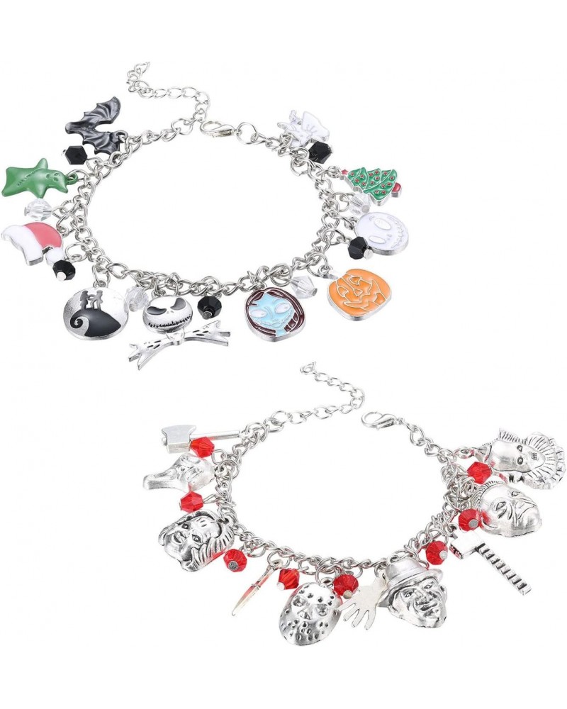 2 Pcs Charm bracelet for Women Horror bracelet Classic Scary Movie Jewelry Christmas Bracelet $11.20 Bracelets