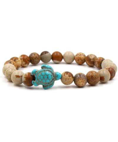 1PC Sea Turtles Beads Bracelet Turquoise Natural Stone Elastic Stretch Friendship Bracelet for Women Men 7 One Size $4.71 Bra...