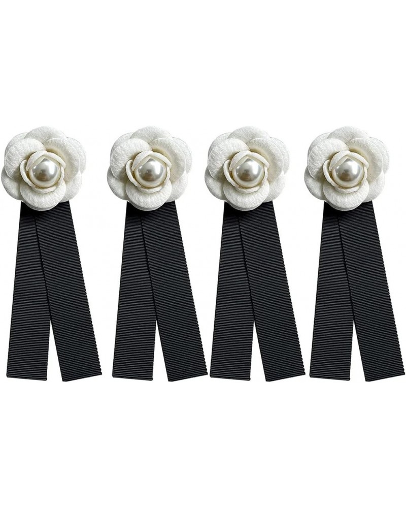 Women Elegant Flower Brooches,4 Pieces Camellia Flower Corsage Brooch Pins Camellia Flower Brooch Decoration For Simulated Cl...